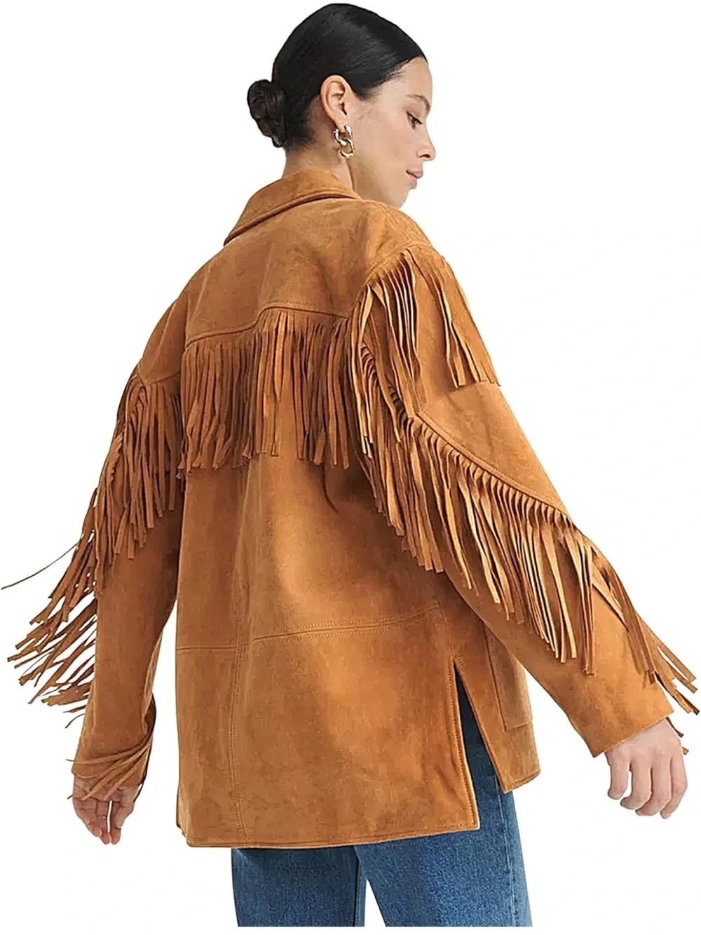 Fringe Suede Jacket in Tan - Women's Boho Coat